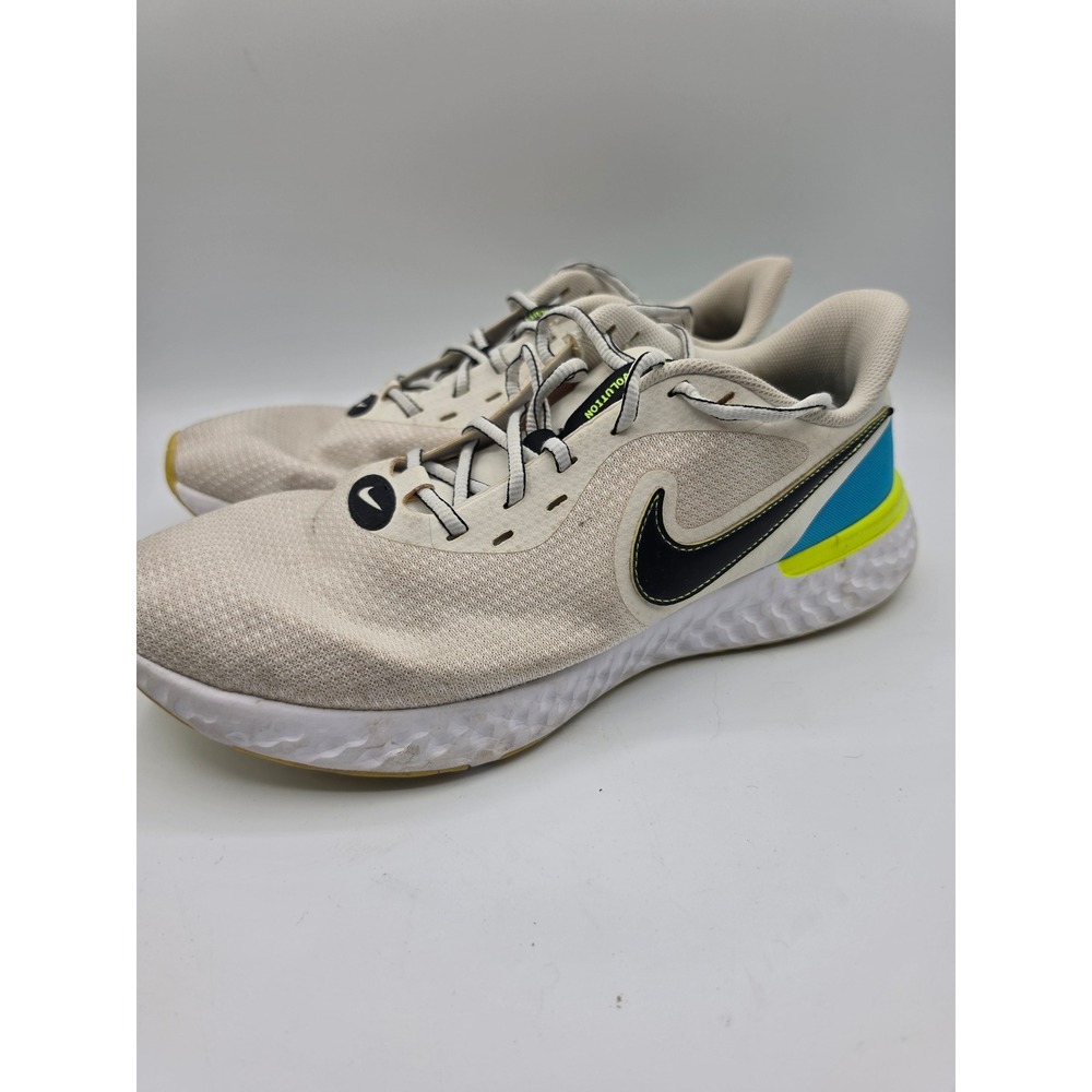Nike Mens Revolution 5 Running Shoes Light Bone Blue Cyber CZ8591-102 Size 11
